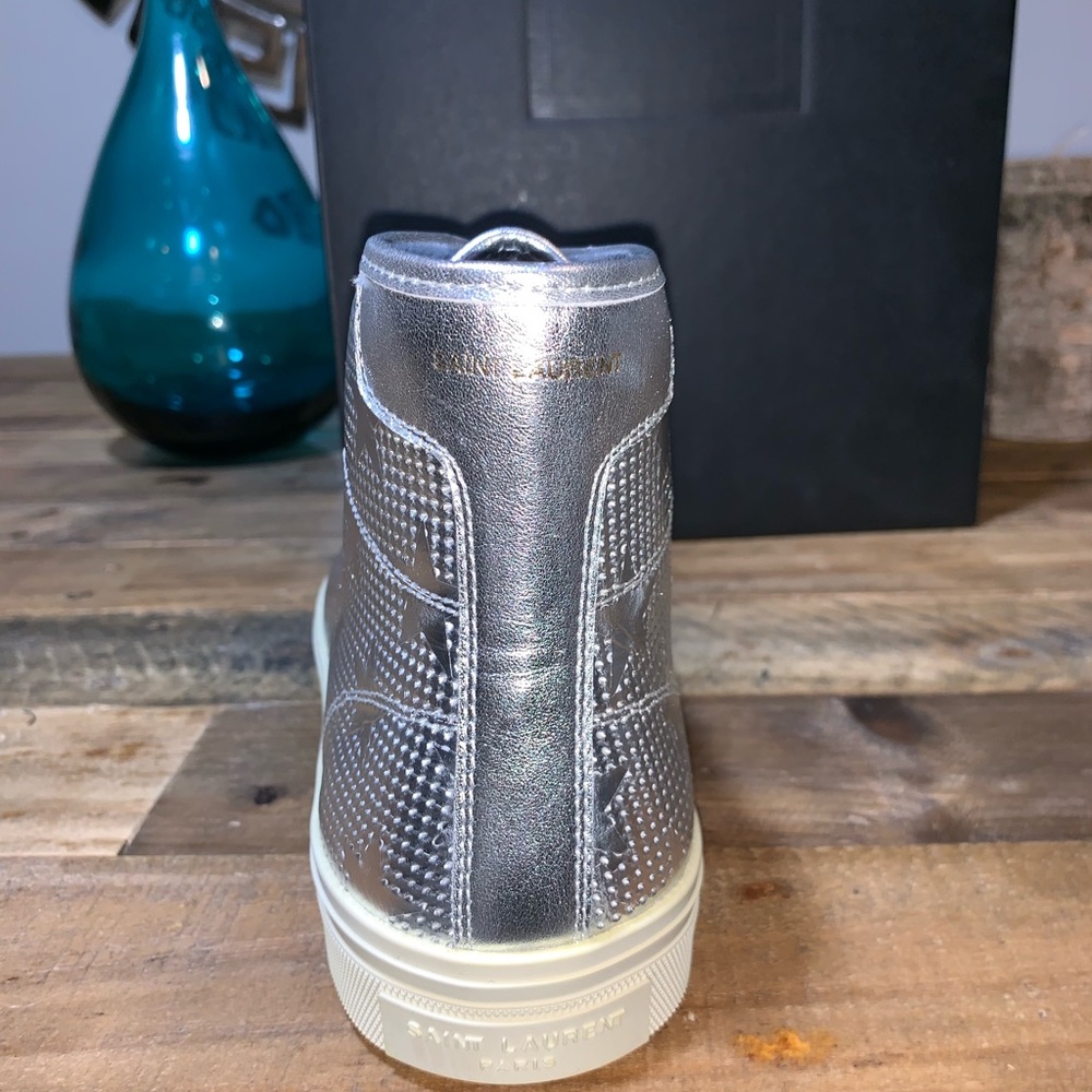 Saint Laurent Metallic w/Stars Hi Top Sneakers - Picture 5 of 8
